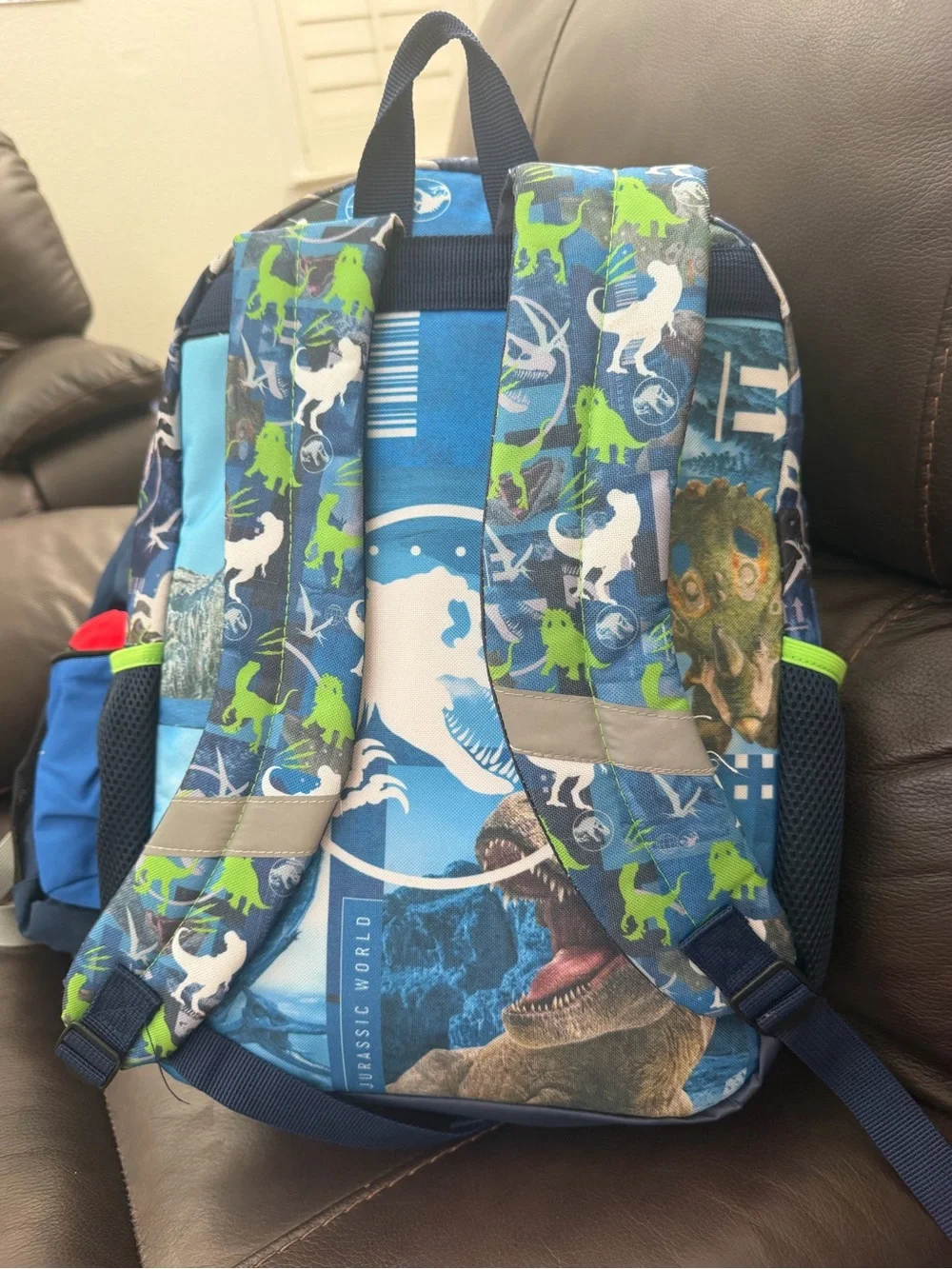 Jurassic World / Jurassic Park Kids Dinosaur Backpack – Blue & Lime Green T-Rex